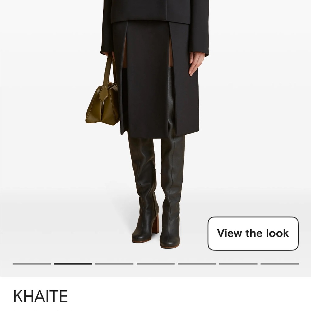 KHAITE Black Midi Skirt with Slits